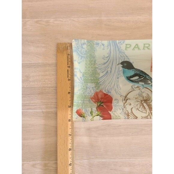 Oblong Paris Tray Eiffel Tower, Bird & Butterfly Design, Vintage Botanical Décor - Picture 5 of 8